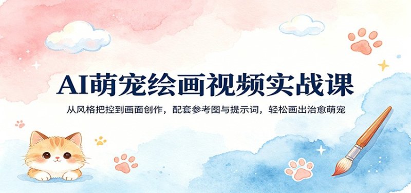 AI萌宠绘画视频实战课：从风格把控到画面创作，配套参考图与提示词，轻松画出治愈萌宠网创-网赚-电商-tk-出海-AI-抖音-快手-小红书-视频号-玩法-创业-小程序-公众号-私域-s粉网创智库