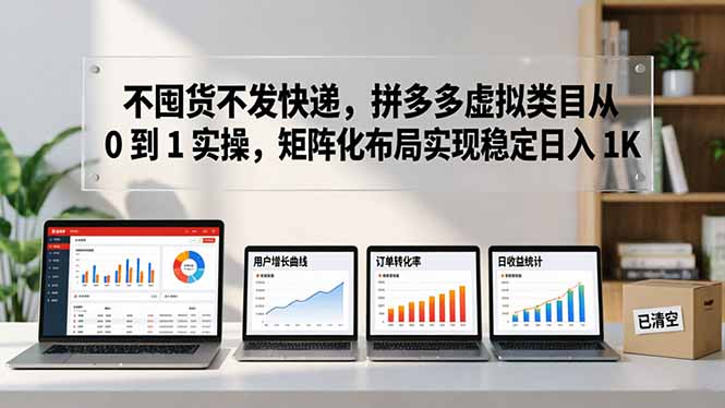 不囤货不发快递，拼多多虚拟类目从 0 到 1 实操，矩阵化布局实现稳定日入 1K网创-网赚-电商-tk-出海-AI-抖音-快手-小红书-视频号-玩法-创业-小程序-公众号-私域-s粉网创智库