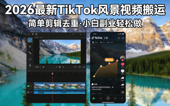 2026最新TikTok风景视频搬运简单剪辑去重小白副业月入 8000网创-网赚-电商-tk-出海-AI-抖音-快手-小红书-视频号-玩法-创业-小程序-公众号-私域-s粉网创智库