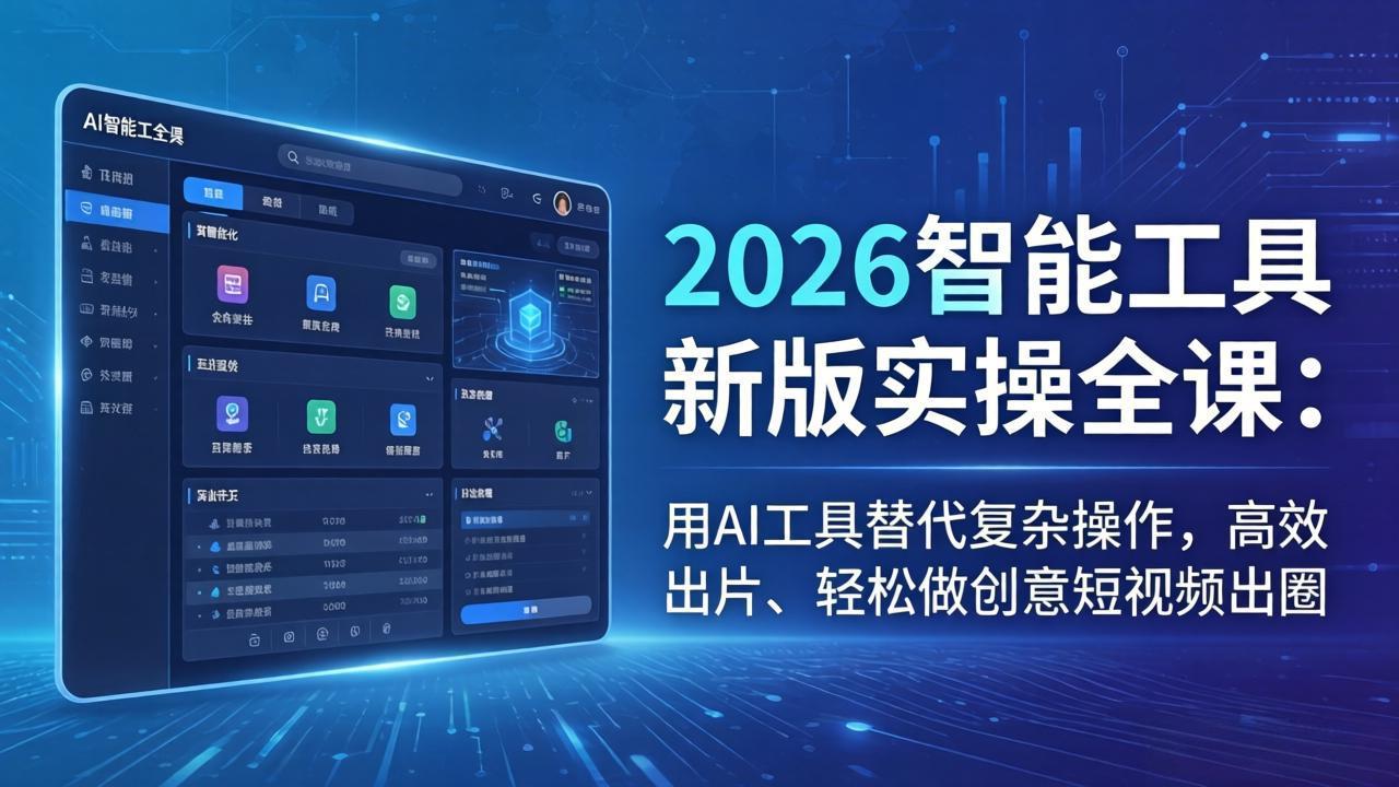 2026智能工具新版实操全课：用AI工具替代复杂操作，高效出片、轻松做创意短视频出圈 - 网创智库网创-网赚-电商-tk-出海-AI-抖音-快手-小红书-视频号-玩法-创业-小程序-公众号-私域-s粉网创智库