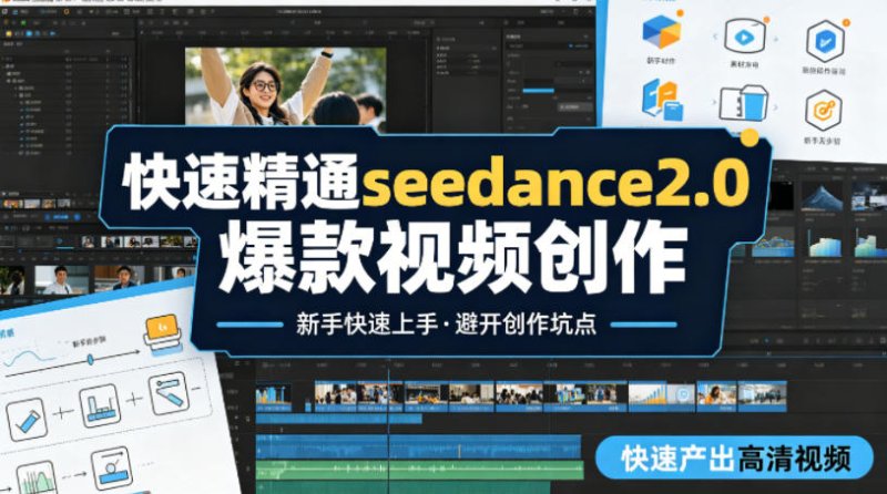 快速精通seedance2.0爆款视频创作，快速产出高清视频，避开大量创作坑点，新手也能快速上手网创-网赚-电商-tk-出海-AI-抖音-快手-小红书-视频号-玩法-创业-小程序-公众号-私域-s粉网创智库