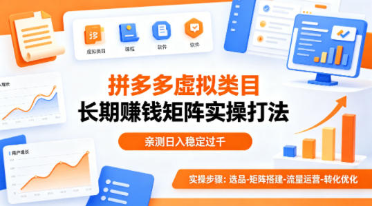 做拼多多虚拟类目想长期賺钱？这套矩阵实操打法，亲测日入稳定过千【揭秘】网创-网赚-电商-tk-出海-AI-抖音-快手-小红书-视频号-玩法-创业-小程序-公众号-私域-s粉网创智库