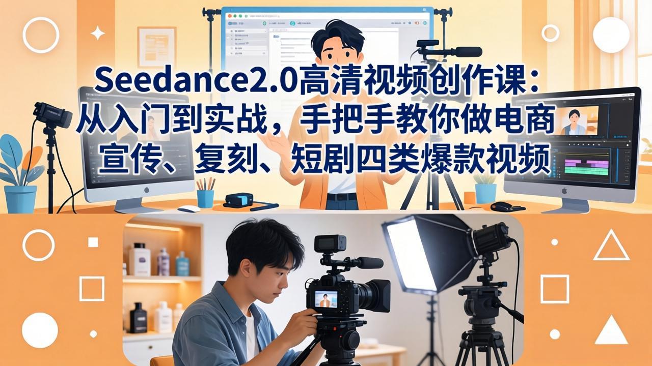 Seedance2.0高清视频创作课：从入门到实战，手把手教你做电商、宣传、复刻、短剧四类爆款视频 - 网创智库网创-网赚-电商-tk-出海-AI-抖音-快手-小红书-视频号-玩法-创业-小程序-公众号-私域-s粉网创智库