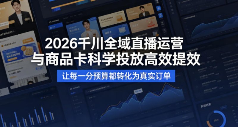 2026千川全域直播运营跟商品卡，科学投放，高效提效，让每一分预算都转化为真实订单网创-网赚-电商-tk-出海-AI-抖音-快手-小红书-视频号-玩法-创业-小程序-公众号-私域-s粉网创智库