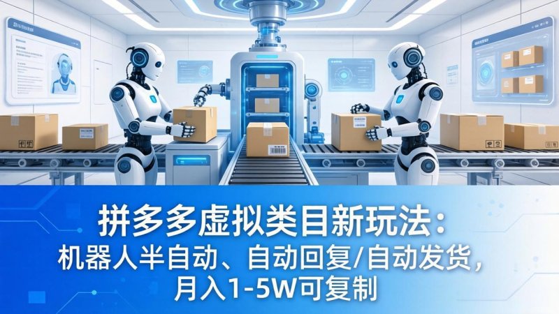 拼多多虚拟类目新玩法：机器人半自动、自动回复 /自动发货，月入 1-5W 可复制网创-网赚-电商-tk-出海-AI-抖音-快手-小红书-视频号-玩法-创业-小程序-公众号-私域-s粉网创智库