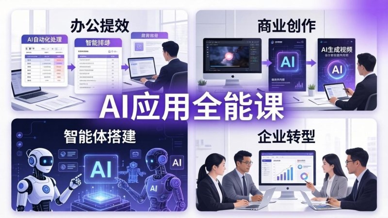 AIGC 应用师全能课-更新：办公提效、商业创作、智能体搭建、企业转型，一站式学会AI应用网创-网赚-电商-tk-出海-AI-抖音-快手-小红书-视频号-玩法-创业-小程序-公众号-私域-s粉网创智库