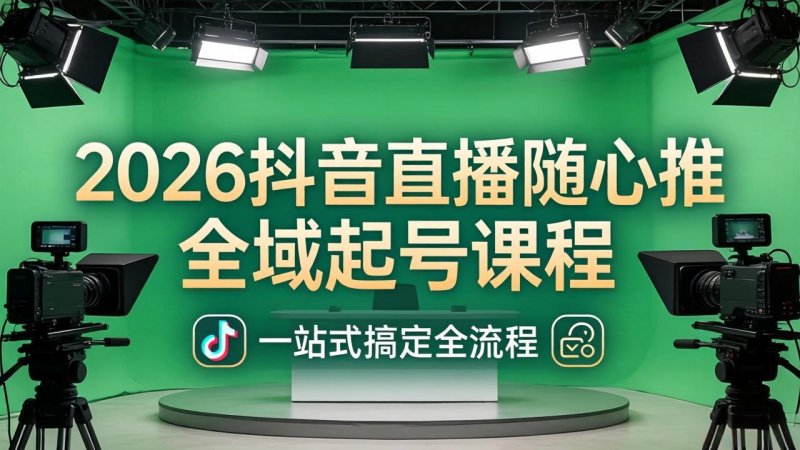 2026抖音直播随心推全域起号课程：一站式搞定直播起号、稳号、放量全流程(更新4月网创-网赚-电商-tk-出海-AI-抖音-快手-小红书-视频号-玩法-创业-小程序-公众号-私域-s粉网创智库