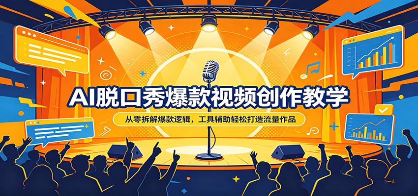 AI脱口秀爆款视频创作教学：从零拆解爆款逻辑，工具辅助轻松打造流量作品 - 网创智库网创-网赚-电商-tk-出海-AI-抖音-快手-小红书-视频号-玩法-创业-小程序-公众号-私域-s粉网创智库