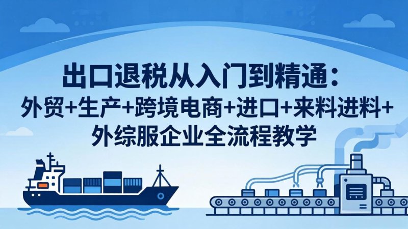出口退税从入门到精通：外贸+生产+跨境电商+进口+来料进料+外综服企业全流程教学网创-网赚-电商-tk-出海-AI-抖音-快手-小红书-视频号-玩法-创业-小程序-公众号-私域-s粉网创智库