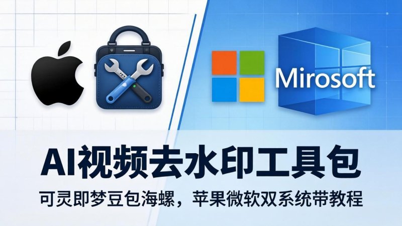 AI视频去水印工具包：可灵即梦豆包海螺，苹果微软双系统带教程网创-网赚-电商-tk-出海-AI-抖音-快手-小红书-视频号-玩法-创业-小程序-公众号-私域-s粉网创智库