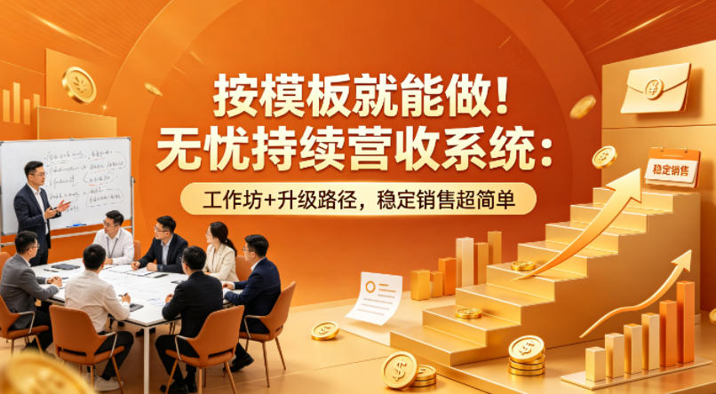 按模板就能做！无忧持续营收系统：工作坊+升级路径，稳定销售超简单【原创双语字幕】 - 网创智库网创-网赚-电商-tk-出海-AI-抖音-快手-小红书-视频号-玩法-创业-小程序-公众号-私域-s粉网创智库