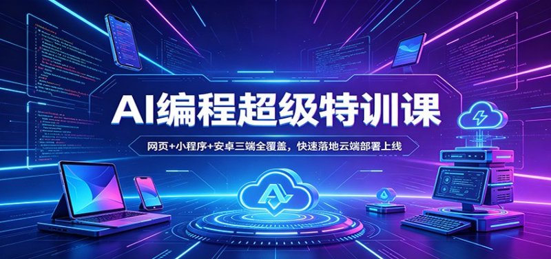AI编程超级特训课：网页+小程序+安卓三端全覆盖，快速落地云端部署上线网创-网赚-电商-tk-出海-AI-抖音-快手-小红书-视频号-玩法-创业-小程序-公众号-私域-s粉网创智库