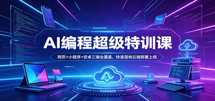 AI编程超级特训课：网页+小程序+安卓三端全覆盖，快速落地云端部署上线 - 网创智库网创-网赚-电商-tk-出海-AI-抖音-快手-小红书-视频号-玩法-创业-小程序-公众号-私域-s粉网创智库