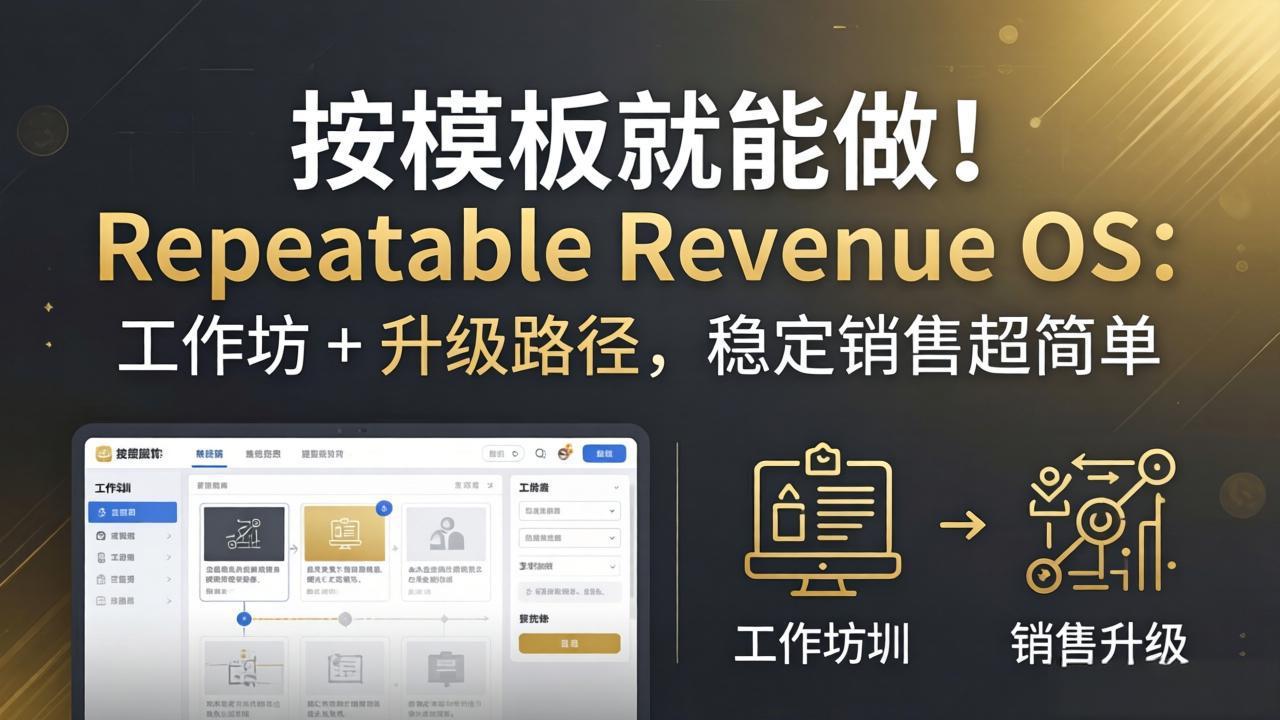 按模板就能做！Repeatable Revenue OS：工作坊 + 升级路径，稳定销售超简单 - 网创智库网创-网赚-电商-tk-出海-AI-抖音-快手-小红书-视频号-玩法-创业-小程序-公众号-私域-s粉网创智库