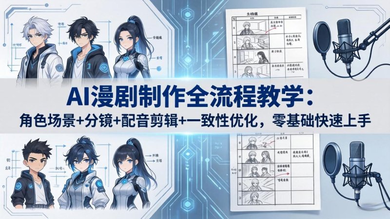 AI漫剧制作全流程教学：角色场景+分镜+配音剪辑+一致性优化，零基础快速上手网创-网赚-电商-tk-出海-AI-抖音-快手-小红书-视频号-玩法-创业-小程序-公众号-私域-s粉网创智库
