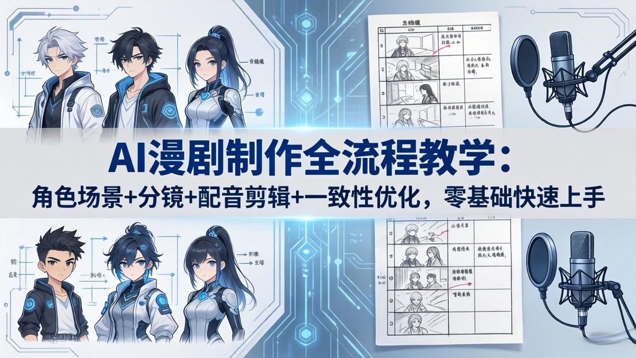 AI漫剧制作全流程教学：角色场景+分镜+配音剪辑+一致性优化，零基础快速上手 - 网创智库网创-网赚-电商-tk-出海-AI-抖音-快手-小红书-视频号-玩法-创业-小程序-公众号-私域-s粉网创智库