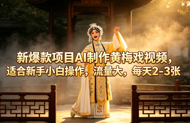 新爆款项目AI制作黄梅戏视频，适合新手小白操作，流量大，每天2-3张 - 网创智库网创-网赚-电商-tk-出海-AI-抖音-快手-小红书-视频号-玩法-创业-小程序-公众号-私域-s粉网创智库