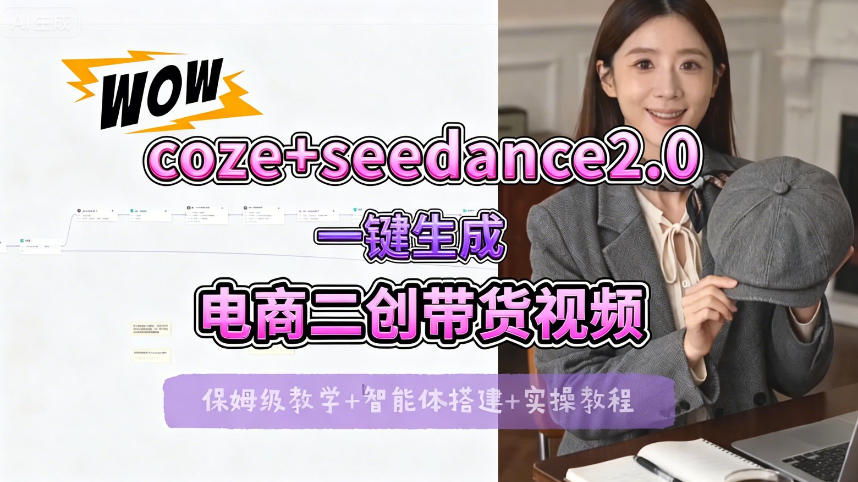 【Coze工作流搭建实操教程】seedance2.0+coze一键生成电商二创带货视频，全流程保姆级教学 - 网创智库网创-网赚-电商-tk-出海-AI-抖音-快手-小红书-视频号-玩法-创业-小程序-公众号-私域-s粉网创智库