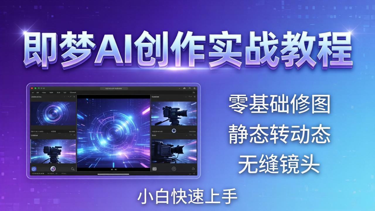 即梦AI创作实战教程，从零基础修图到AI导演，实战教学静态转动态+无缝镜头，小白快速上手 - 网创智库网创-网赚-电商-tk-出海-AI-抖音-快手-小红书-视频号-玩法-创业-小程序-公众号-私域-s粉网创智库