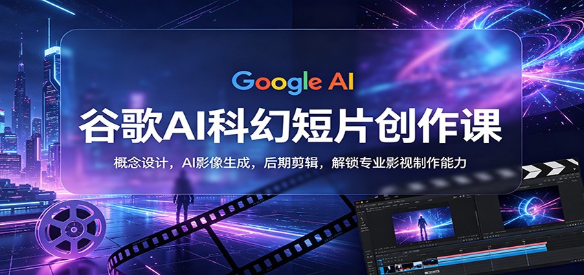 谷歌AI科幻短片创作课：概念设计，AI影像生成，后期剪辑，解锁专业影视制作能力 - 网创智库网创-网赚-电商-tk-出海-AI-抖音-快手-小红书-视频号-玩法-创业-小程序-公众号-私域-s粉网创智库