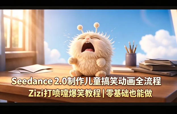 Seedance 2.0制作儿童搞笑动画全流程Zizi打喷嚏爆笑教程｜零基础也能做 - 网创智库网创-网赚-电商-tk-出海-AI-抖音-快手-小红书-视频号-玩法-创业-小程序-公众号-私域-s粉网创智库