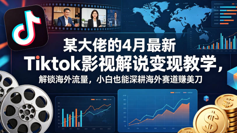 某大佬的4月最新Tiktok影视解说变现教学，解锁海外流量，小白也能深耕海外赛道賺美刀 - 网创智库网创-网赚-电商-tk-出海-AI-抖音-快手-小红书-视频号-玩法-创业-小程序-公众号-私域-s粉网创智库