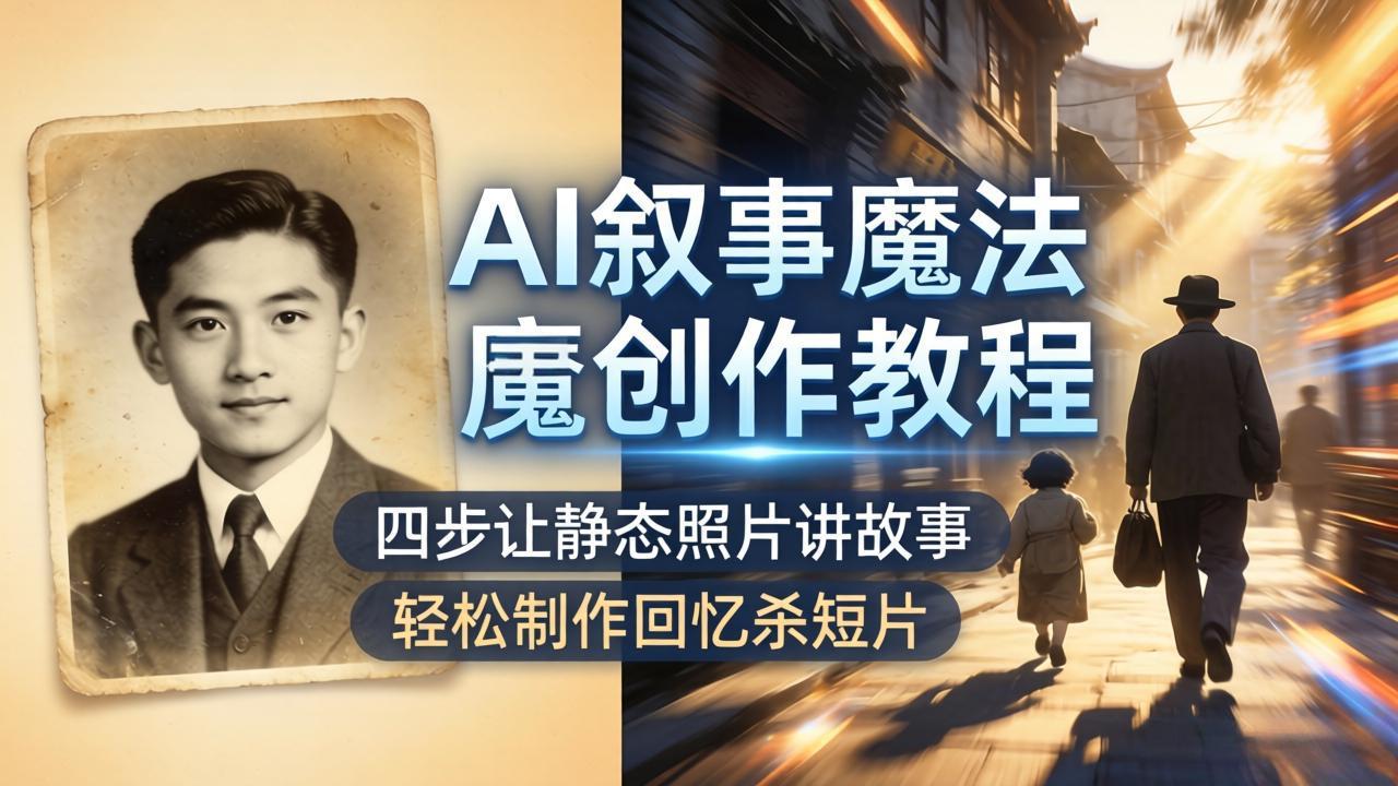 AI叙事魔法创作教程，四步让静态照片讲故事，老照片修复加动态特效，轻松制作回忆杀短片 - 网创智库网创-网赚-电商-tk-出海-AI-抖音-快手-小红书-视频号-玩法-创业-小程序-公众号-私域-s粉网创智库