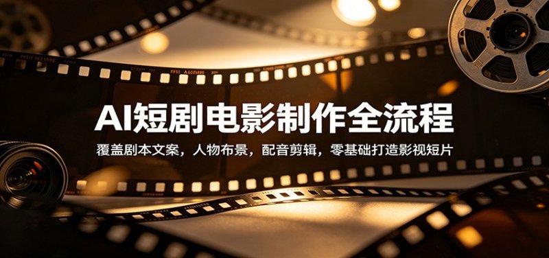 AI短剧电影制作全流程：覆盖剧本文案，人物布景，配音剪辑，零基础打造影视短片网创-网赚-电商-tk-出海-AI-抖音-快手-小红书-视频号-玩法-创业-小程序-公众号-私域-s粉网创智库