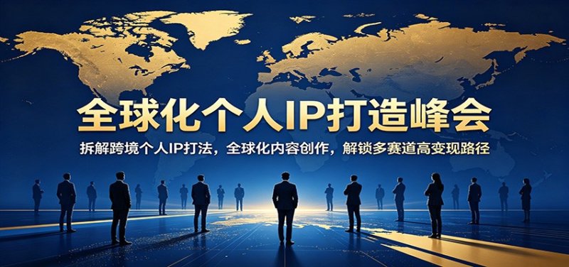 全球化个人IP打造峰会：拆解跨境个人IP打法，全球化内容创作，解锁多赛道高变现路径网创-网赚-电商-tk-出海-AI-抖音-快手-小红书-视频号-玩法-创业-小程序-公众号-私域-s粉网创智库
