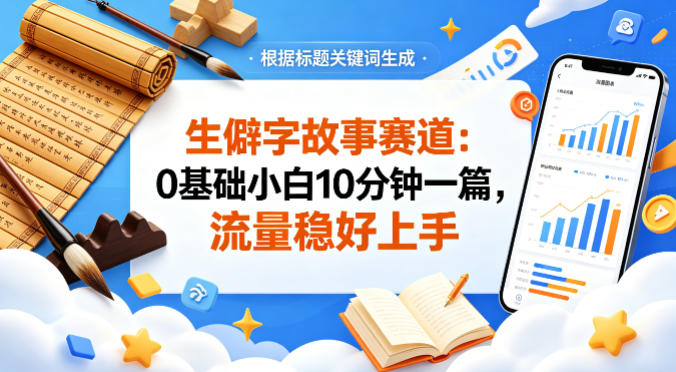 公众号流量主——生僻字故事赛道，流量稳，好上手，0基础小白也能10分钟一篇网创-网赚-电商-tk-出海-AI-抖音-快手-小红书-视频号-玩法-创业-小程序-公众号-私域-s粉网创智库