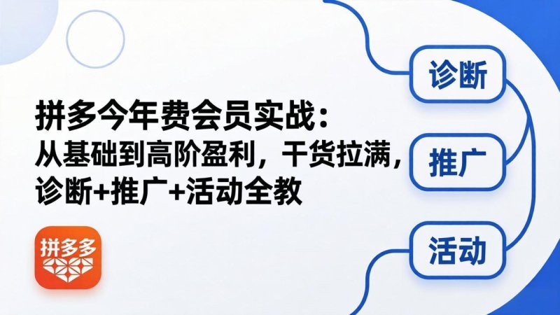 拼多多年费会员实战(更新26年4月28网创-网赚-电商-tk-出海-AI-抖音-快手-小红书-视频号-玩法-创业-小程序-公众号-私域-s粉网创智库