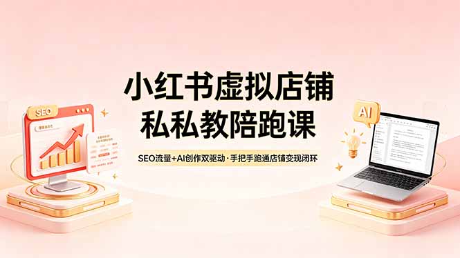 小红书虚拟店铺私教陪跑课，SEO流量+AI创作双驱动，手把手跑通店铺变现闭环 - 网创智库网创-网赚-电商-tk-出海-AI-抖音-快手-小红书-视频号-玩法-创业-小程序-公众号-私域-s粉网创智库