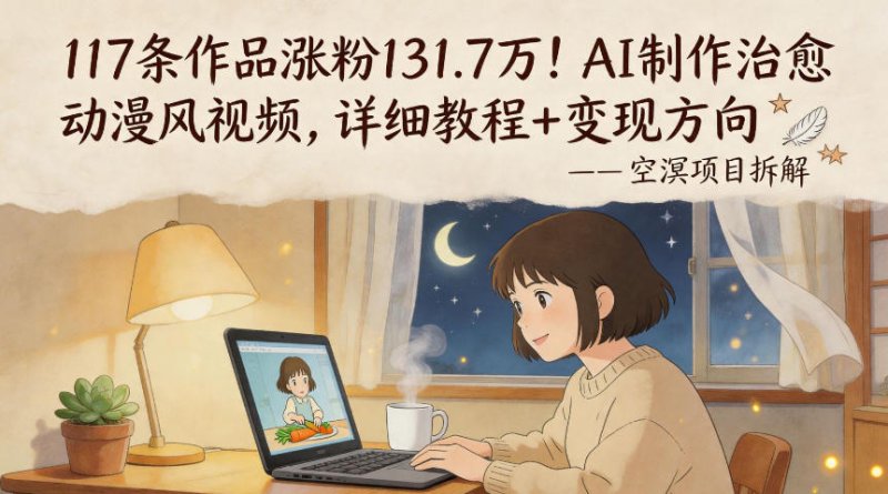 117条作品涨粉131.7W！AI制作治愈动漫风视频，详细教程+变现方向网创-网赚-电商-tk-出海-AI-抖音-快手-小红书-视频号-玩法-创业-小程序-公众号-私域-s粉网创智库