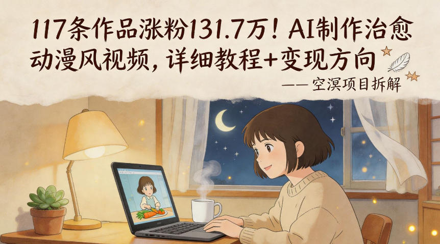 117条作品涨粉131.7W！AI制作治愈动漫风视频，详细教程+变现方向 - 网创智库网创-网赚-电商-tk-出海-AI-抖音-快手-小红书-视频号-玩法-创业-小程序-公众号-私域-s粉网创智库