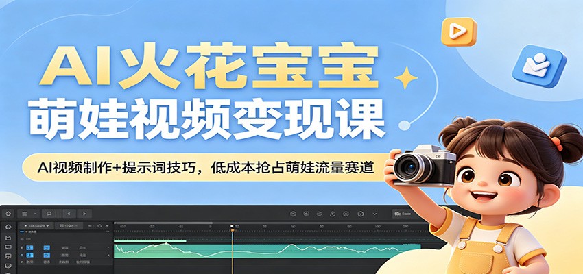 AI火花宝宝萌娃视频变现课：AI视频制作+提示词技巧，低成本抢占萌娃流量赛道 - 网创智库网创-网赚-电商-tk-出海-AI-抖音-快手-小红书-视频号-玩法-创业-小程序-公众号-私域-s粉网创智库