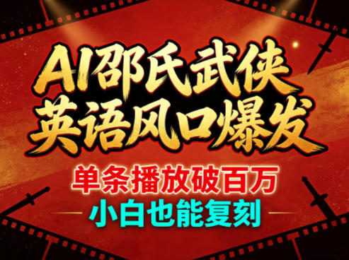 AI邵氏武侠英语风口爆发，单条播放破百万，小白也能复刻网创-网赚-电商-tk-出海-AI-抖音-快手-小红书-视频号-玩法-创业-小程序-公众号-私域-s粉网创智库