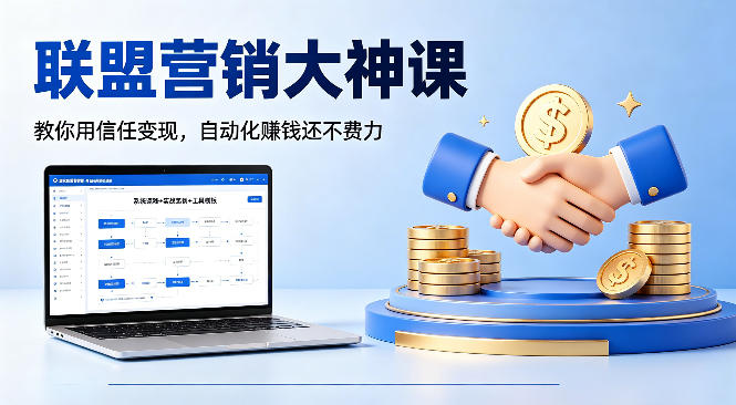 联盟营销大神课，教你用信任变现，自动化賺钱还不费力【原创双语字幕】网创-网赚-电商-tk-出海-AI-抖音-快手-小红书-视频号-玩法-创业-小程序-公众号-私域-s粉网创智库