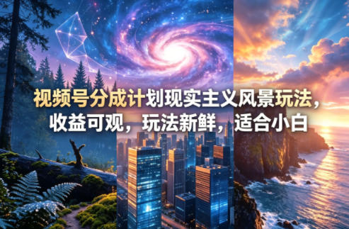 视频号分成计划现实主义风景玩法，收益可观，玩法新鲜，适合小白网创-网赚-电商-tk-出海-AI-抖音-快手-小红书-视频号-玩法-创业-小程序-公众号-私域-s粉网创智库