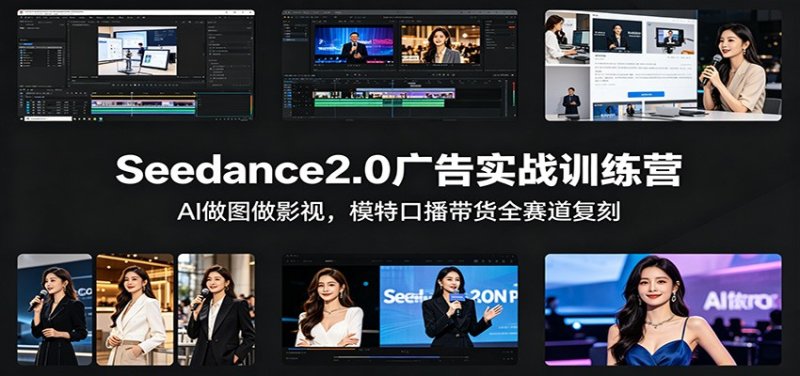 Seedance2.0广告实战训练营：AI做图做影视，模特口播带货全赛道复刻网创-网赚-电商-tk-出海-AI-抖音-快手-小红书-视频号-玩法-创业-小程序-公众号-私域-s粉网创智库