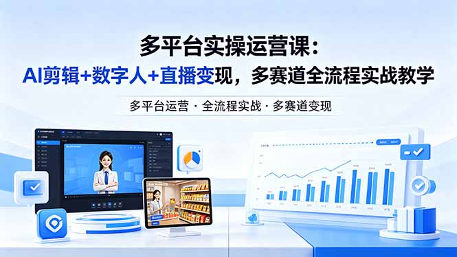 某团队多平台实操运营课-更新26年4月29：AI剪辑+数字人+直播变现，多赛道全流程实战教学网创-网赚-电商-tk-出海-AI-抖音-快手-小红书-视频号-玩法-创业-小程序-公众号-私域-s粉网创智库