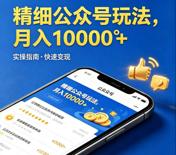 精细化公众号玩法，我们给你提供文章，你来负责发布，收益可观，月入1W+【揭秘】 - 网创智库网创-网赚-电商-tk-出海-AI-抖音-快手-小红书-视频号-玩法-创业-小程序-公众号-私域-s粉网创智库
