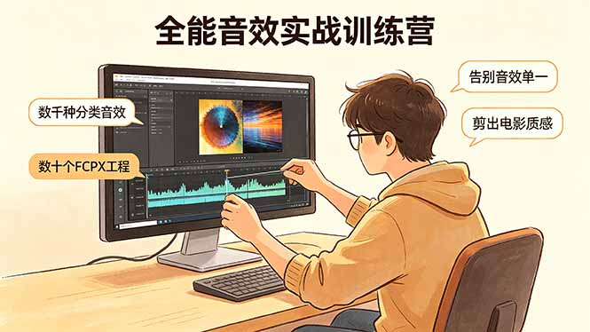 全能音效实战训练营：数千种分类音效+数十个FCPX工程，告别音效单一，剪出电影质感网创-网赚-电商-tk-出海-AI-抖音-快手-小红书-视频号-玩法-创业-小程序-公众号-私域-s粉网创智库