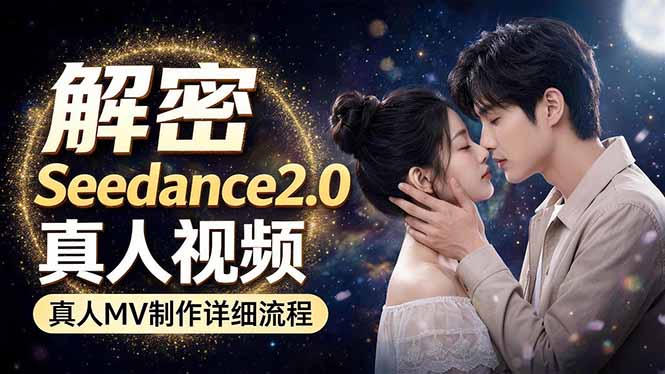 Seedance 2.0电影级真人 MV全流程拆解：提示词、运镜、粒子特效，手把手实操网创-网赚-电商-tk-出海-AI-抖音-快手-小红书-视频号-玩法-创业-小程序-公众号-私域-s粉网创智库