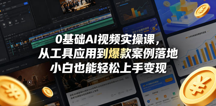 0基础AI视频实操课，从工具应用到爆款案例落地，小白也能轻松上手变现 - 网创智库网创-网赚-电商-tk-出海-AI-抖音-快手-小红书-视频号-玩法-创业-小程序-公众号-私域-s粉网创智库