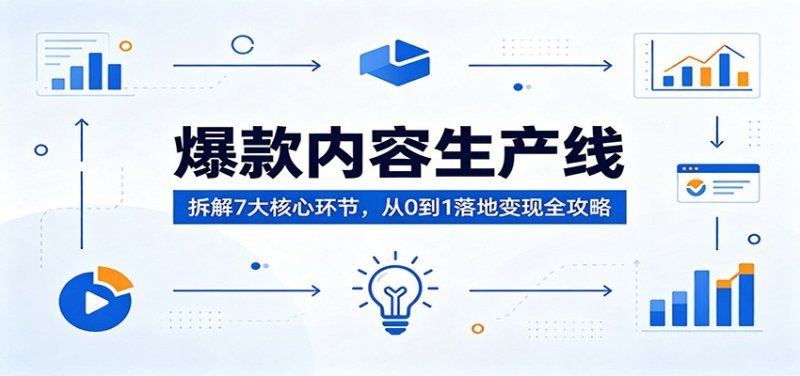 爆款内容生产线：拆解7大核心环节，从0到1落地变现全攻略网创-网赚-电商-tk-出海-AI-抖音-快手-小红书-视频号-玩法-创业-小程序-公众号-私域-s粉网创智库