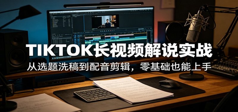 TIKTOK长视频解说实战：从选题洗稿到配音剪辑，零基础也能上手网创-网赚-电商-tk-出海-AI-抖音-快手-小红书-视频号-玩法-创业-小程序-公众号-私域-s粉网创智库