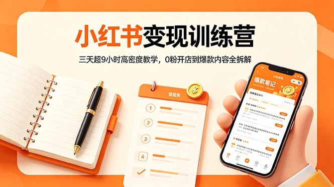 小红书变现训练营：三天超9小时高密度教学，0粉开店到爆款内容全拆解 - 网创智库网创-网赚-电商-tk-出海-AI-抖音-快手-小红书-视频号-玩法-创业-小程序-公众号-私域-s粉网创智库