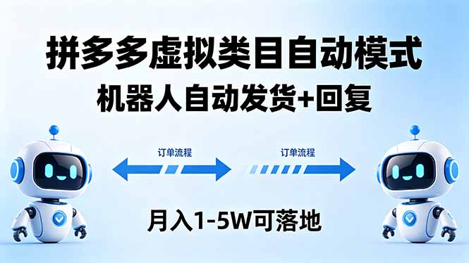 多多虚拟类目自动模式，机器人自动发货 + 回复，月入 1-5W 可落地 - 网创智库网创-网赚-电商-tk-出海-AI-抖音-快手-小红书-视频号-玩法-创业-小程序-公众号-私域-s粉网创智库