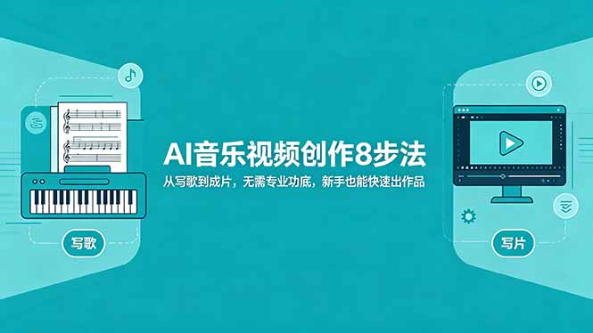 AI音乐视频创作8步法：从写歌到成片，无需专业功底，新手也能快速出作品 - 网创智库网创-网赚-电商-tk-出海-AI-抖音-快手-小红书-视频号-玩法-创业-小程序-公众号-私域-s粉网创智库