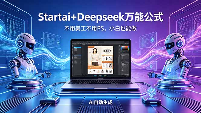 AI自动做电商详情页：Startai+Deepseek万能公式，不用美工不用PS，小白也能做 - 网创智库网创-网赚-电商-tk-出海-AI-抖音-快手-小红书-视频号-玩法-创业-小程序-公众号-私域-s粉网创智库